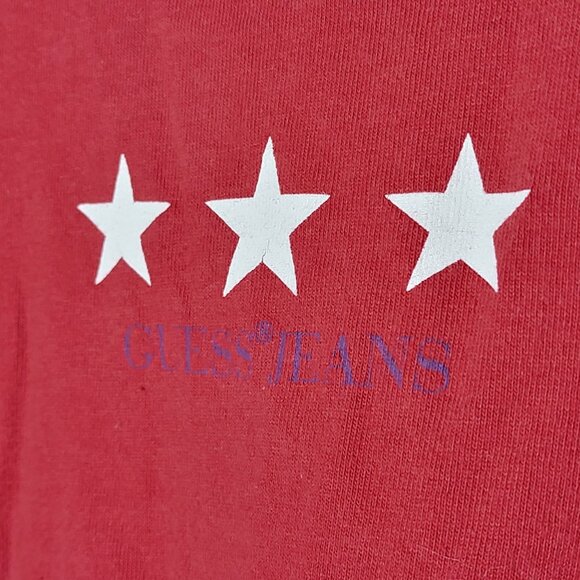 Guess Jeans Womens Red Star Graphic T-Shirt Size Medium Large Y2K 90s Americana - Picture 4 of 9